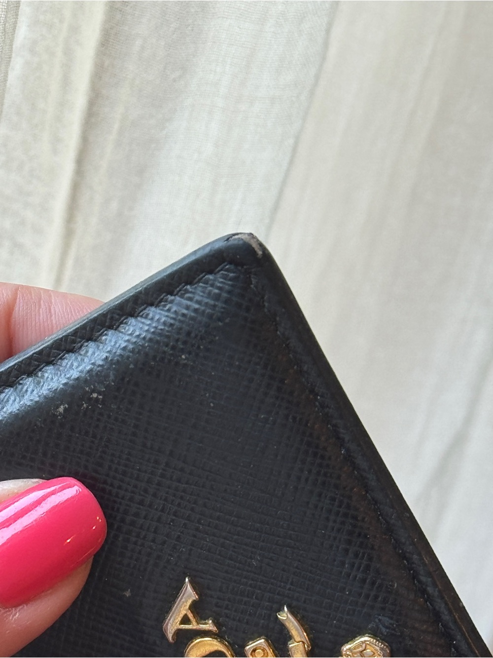 Prada Black Saffiano Leather Card Holder with Gold Logo Plaque - Picture 5 of 6